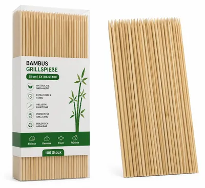 Produktbild von Bambus Grillspieße 35 cm, 100 Stück extra stark, KI-generiertes Bild