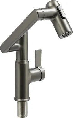 Produktbild von Wasserhahn mit schwenkbarem Auslauf, LED-Temperaturanzeige, drei Wasserauslassmodi, Messingkonstruktion, grau
