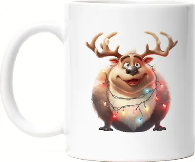 Produktbild von Lustiges Rentier Weihnachten Tasse Weiß Lichterkette Adventsgeschenk