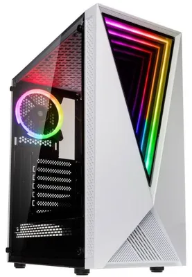 Produktbild von Kolink VOID WHITE, Midi Tower, Server, Schwarz, Weiß, ATX, micro ATX, Mini-ITX, Kunststoff, Stahl, Gehärtetes Glas, Blau, Grün, Rot