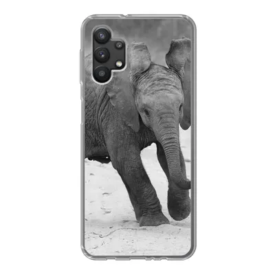 Produktbild von MuchoWow® Handyhülle Schutzhülle Hülle für Samsung Galaxy A32 5G Elefant - Baby - Tiere - Kröte - Schwarz und weiß Silikon Softcase Handy Hülle - Softcase