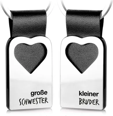 Produktbild von FABACH Herz Schlüsselanhänger mit Gravur aus Leder - Geschenke für Geschwister - große Schwester & Kleiner Bruder