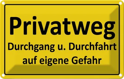 Produktbild von vianmo Blechschild 20x30 cm Hinweis Privatweg gelbes Warnschild Hinweisschild Sicherheit Vorsicht