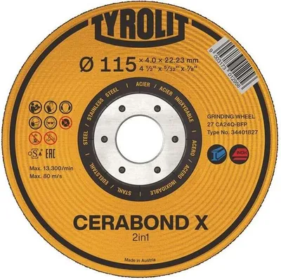 Produktbild von Schruppscheibe CERABOND X D178xS7mm Krnung 24 gekrpft INOX/Stahl Bohrung 22,23 mm
