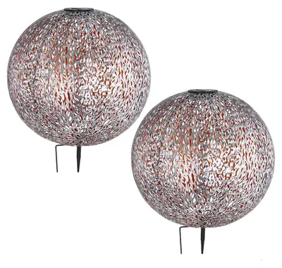 Produktbild von 2er Set LED Solarleuchte, Kugel, Erdspieß, H 38 cm