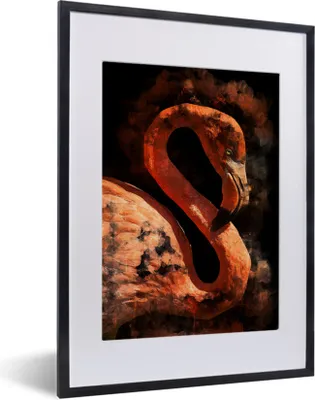 Produktbild von MuchoWow® MuchoWow® Gerahmtes Poster Porträt - Rosa - Flamingo 30x40 cm - Poster mit zchwarzem Bilderrahmen - Wandposter Schlafzimmer