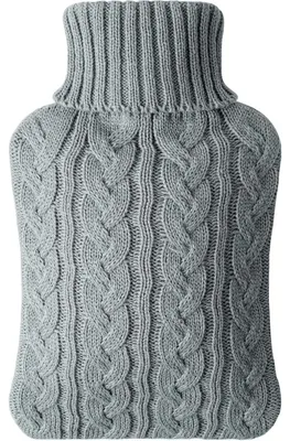 Produktbild von Wärmflasche 2L mit weichem Strickbezug Hellgrau Abnehmbar