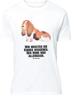 Produktbild von Mr. & Mrs. Panda T-Shirt Hund Basset Hound - Weiß - Geschenk, Shirt, Oversize, Tshirt, große Größen, Wauwau, Sprüche, Lustig, Übergrößen