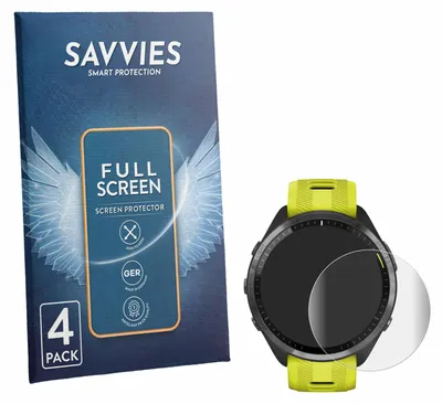 Produktbild von 4x Savvies Fullscreen Schutzfolie für Garmin Forerunner 965 / 970 Displayschutz Folie Fullcover Klar Transparent