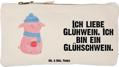 Produktbild von Mr. & Mrs. Panda Etui Schwein Glühwein Größe S Klein - Weiß - Geschenk, Kosmetiktasche, Weihnachten, Punsch, Schminktasche, Kulturbeutel, Glühschwein, Federtasche