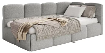Image de Selsey Cloudy - Lit rembourré, tissu bouclé gris, 170x185 cm - côté droit