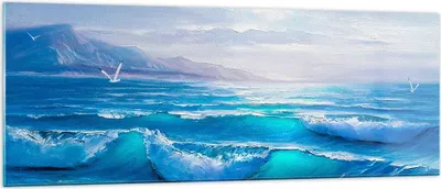 Produktbild von Bilder auf glas - Meer Welle Möwe - 140x50cm - Glasbilder - Wandbilder - Kunstdruck - zum Aufhängen bereit - Wanddekoration aus Glas - Glas Bilder - Wandbild auf Glas - Einteilig - GAB140x50-4033