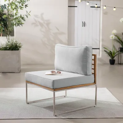 Produktbild von home24 Loungesessel - Webstoff / Teak Massiv