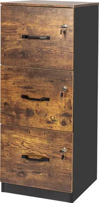 Produktbild von Relaxdays Aktenschrank Hängeregister, 3 abschließbare Schubladen, HBT: 103x40x40 cm, Hängeregisterschrank, schwarz/braun