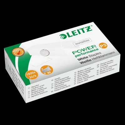 Produktbild von Leitz Power Performance P3, Klammerpack, 24/6, 6 mm, 1000 Heftklammern, 24/6, Weiß