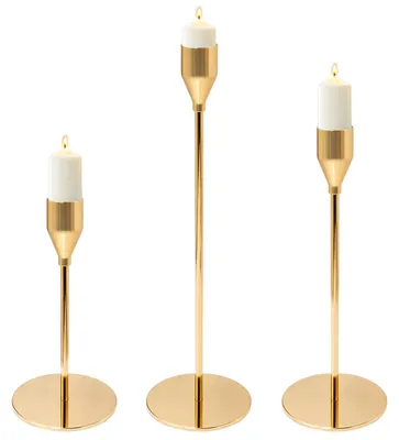 Kerzenhalter-Set Gold 3er-Pack 28/23/18 cm Vintage