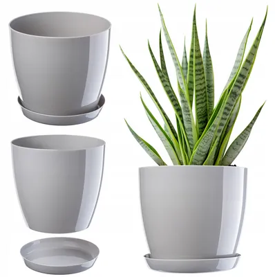 Obrázok produktu pre KADAX Plastový kvetináč so základňou 18 cm sivý na kvety Kadax