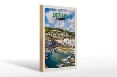 Produktbild von Holzschild Städte Devon United Kingdom Harbour 20x30cm