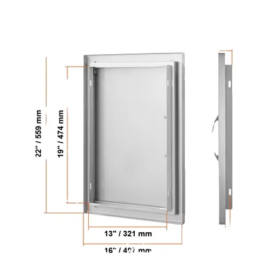 Produktbild von Zugangstür, Edelstahl, Wandmontage-Design, 16x22in Silber