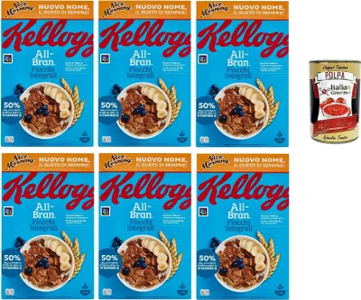 Produktbild von All Bran Nice Morning,Vollkornbögen mit Weizenkleie mit Zugabe von Vitaminen und Eisen, mit natürlichen Weizenbranfasern 6x 500g + Italian Gourmet polpa 400g
