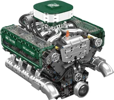 Produktbild von 10182 V8 Panzer-Motor Modell - Klemmbausteine Bausatz - 2250 Teile - 30,1 x 24,1 x 23,5 cm - Alter 14+ - Kunststoff - Ohne Batterie - Grün