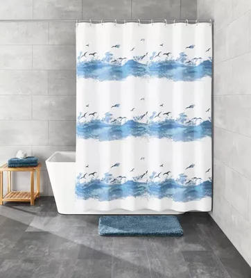 Image de Kleine Wolke Rideau de douche textile SEASIDE bleu crocodile 180 x 200 cm