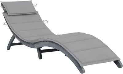 Imagen del producto de Tumbona, silla de jardín plegable de madera de acacia, color gris