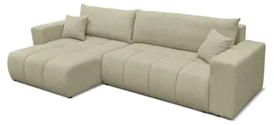 Produktbild von Universelles Ecksofa Liverno XL mit Schlaffunktion Centaur 13 Salbeigrün Boucle Bettkasten