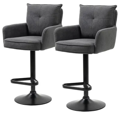 Produktbild von home24 Barstuhl - 2er-Set - Höhenverstellbar - Cord / Eisen