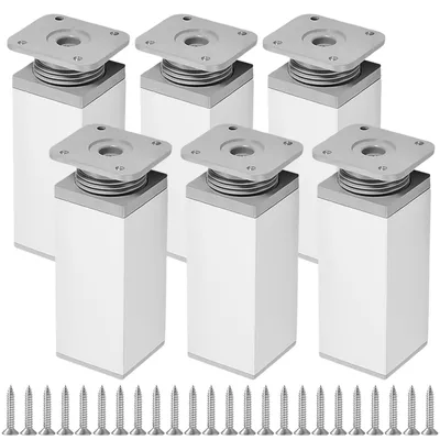 Produktbild von Verstellbare Möbelbeine – Aluminium – Höhe 60 mm – Durchmesser 40 mm – Set mit 6 Stück – Langlebig – Verschleißfest – Tischbeine