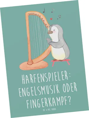 Produktbild von Mr. & Mrs. Panda Postkarte Harfe Melodien - Meeresbrise - Geschenk, Musizieren, Instrument lernen, himmlisch, Postkarten, Ansichtskarten, Folk, Musik, Fotokarte, Elegant