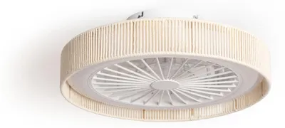 Produktbild von Deckenventilator mit Licht Lautlos DC Baumwolle Alma Transparent Fernbedienung Klein (bis 10 m²) 50 cm Beige