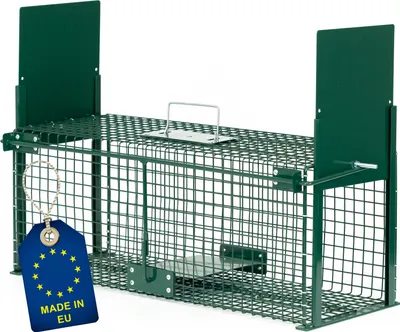 Immagine prodotto di ITA Trappola viva 5067 61x23x21 cm - Trappola resistente alle intemperie e affidabile per ratti, martore, ghiri e animali di dimensioni simili - Trappola per ratti e martore - Già assemblata, protezione anti-morso, maniglia per il trasporto