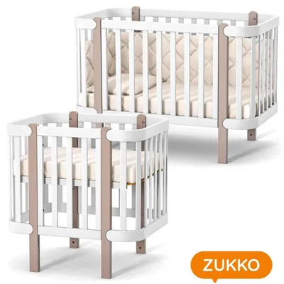 Obrázek produktu pro Dětská rostoucí postýlka přístavná k posteli Zukko Gekko. Kolébka a postýlka 2v1. Bíla / Cappuccino.