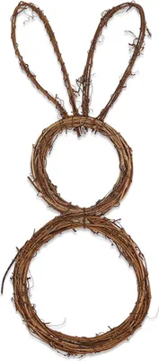 Image de Couronne de Pâques taille L Jolie couronne pliable en rotin en forme de lapin pourReproductioner la porte ou le mur de votre maison