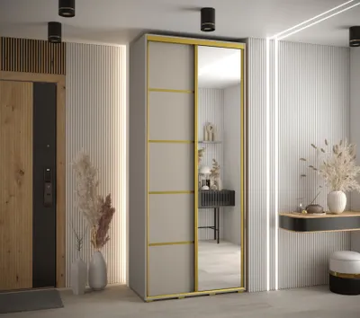Produktbild von Kleiderschrank INDIRA 5 - 110/60 cm, Kaschmir/Gold