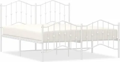 Produktbild von vidaXL Bettgestell mit Kopf- und Fußteil Metall Weiß 135x190 cm