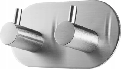 Produktbild von KADAX Handtuchhaken "Starno", Selbstklebender Haken aus Stahl mit 2 Haken, Silber
