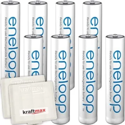 Produktbild von 8er Pack Panasonic Eneloop AAA/Micro Akkus - Neueste Generation - Hochleistungs Akku Batterien in Kraftmax Akkuboxen V5