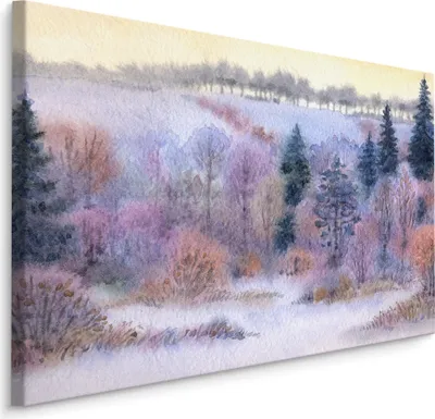 Produktbild von Fabelhafte Canvas LEINWAND BILDER 30x20 cm XXL Kunstdruck Natur Bäume Feld Schnee