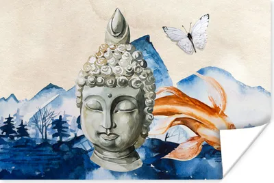Produktbild von MuchoWow® Poster Buddha - Kopf - Berg 120x80 cm - Bilder