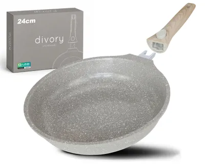 Produktbild von DIVORY 24 cm Pfanne mit Keramikbeschichtung und abnehmbarem Griff, für alle Herdarten geeignet, Induktion, Backofengeeignet (Natura, 24 cm), KI-generiertes Bild