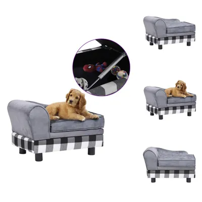 Produktbild von vidaXL Hundesofa Grau 57x34x36 cm Plüsch - Hundebetten