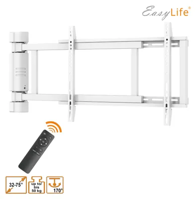 Image de EasyLife - Support TV mural orientable électriquement, 32 à 75 pouces, VESA jusqu'à 600x400 (blanc)