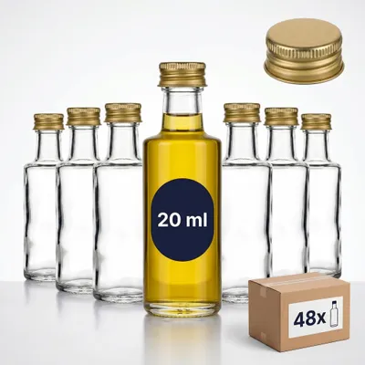 Zdjęcie produktu dla Solidchoice - Zestaw 48 małych szklanych butelek (0,02 l) z zakrętką