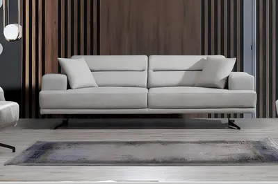 Produktbild von Sofa 3 Sitzer Sofas Leder Dreisitzer Sitz Polster Design Wohnzimmer Modern Grau