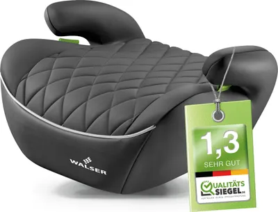 Immagine prodotto di WALSER, poggiatesta auto premium per bambini, vincitore di qualità, valutazione "molto buona". Sedile auto sottile per bambini, conforme allo standard i-Size, adatto a bambini di circa 6-12 anni, altezza 125-150 cm. Poggiatesta booster confortevole, conforme alla più recente normativa ECE R 129, colore grigio