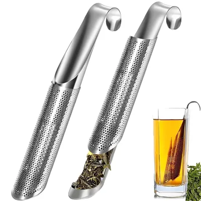 Obrázek produktu pro Čajový sítko z nerezové oceli – jemnozrnný filtr s háčkovou rukojetí