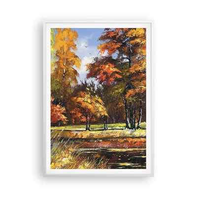 Produktbild von Gerahmtes Poster - Weißer Rahmen - Park Herbst Wasser - 70x100 cm - Wand Bild - Wanddeko - Wandbilder - Kunstposter - Wandposter - Bilderrahmen - Bilder - Kunstdruck - Wandbild - P2WPA70x100-3536