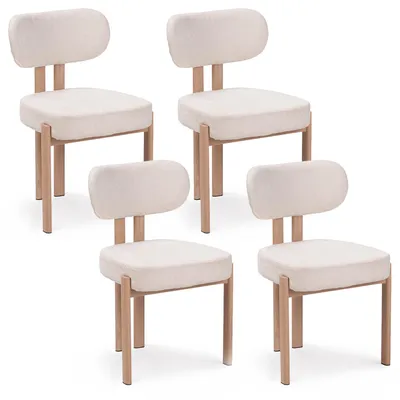 Produktbild von 4er Set Esszimmerstuhl Stoff Beige - Beine Helle Eichenholz-Optik - NOA